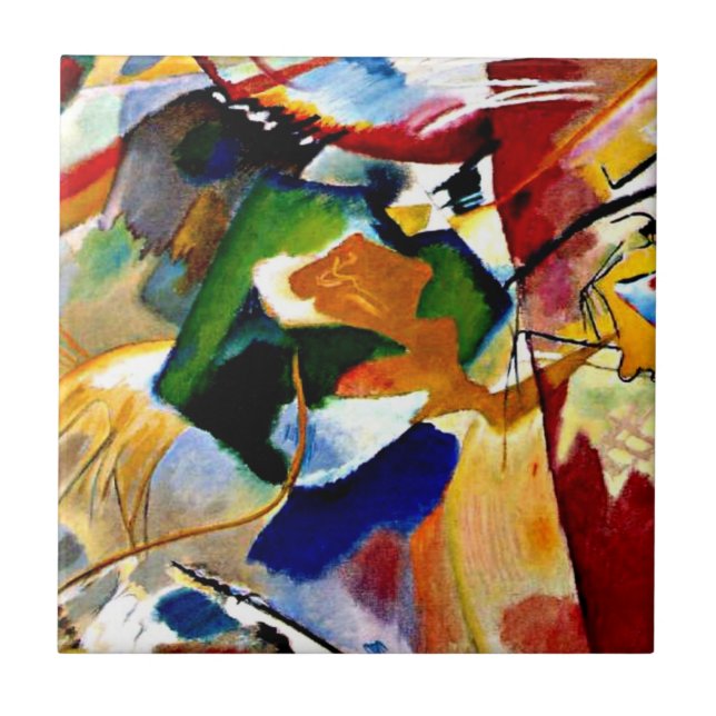 Azulejo De Cerâmica Kandinsky - Pintura com o Green Center (Frente)