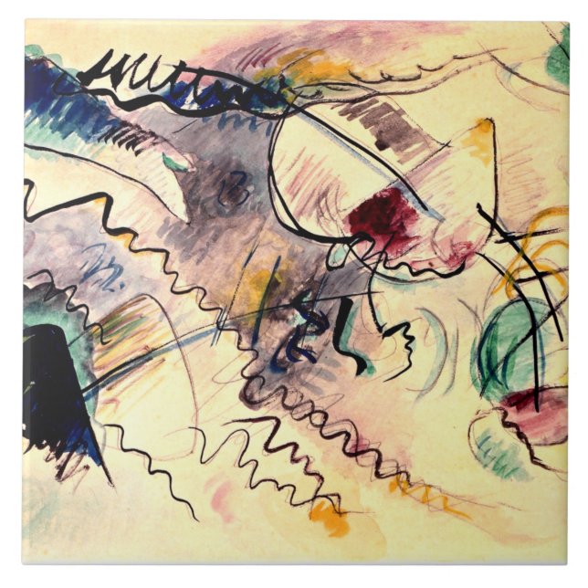 Azulejo De Cerâmica Kandinsky - Sem título, trabalho de arte de 1913 (Frente)