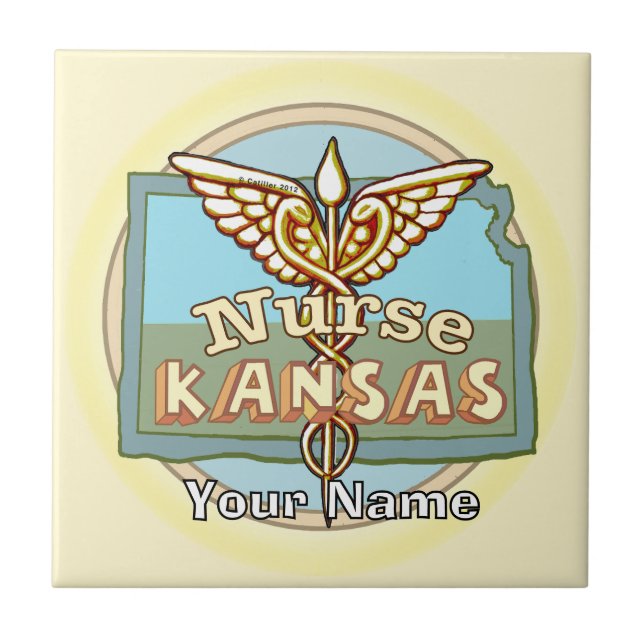 Azulejo De Cerâmica Kansas Nurse Caduceus Tile (Frente)
