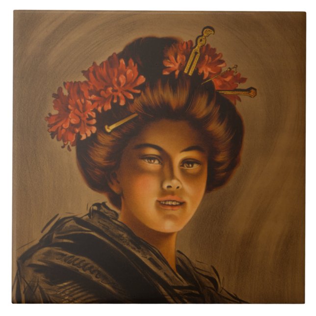 Azulejo De Cerâmica Karama: Atriz japonesa Romance Geisha (Frente)