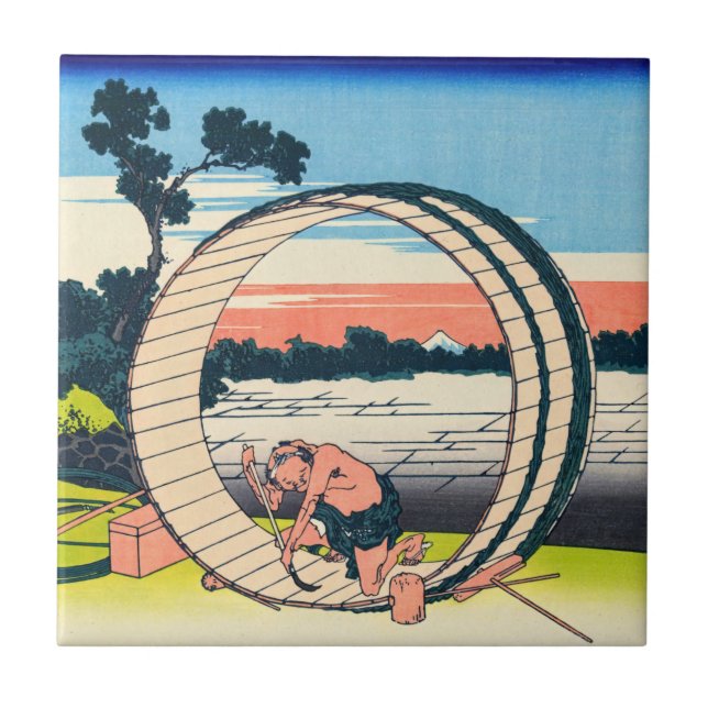 Azulejo De Cerâmica Katsushika Hokusai - Fujimigahara, Província de Ow (Frente)