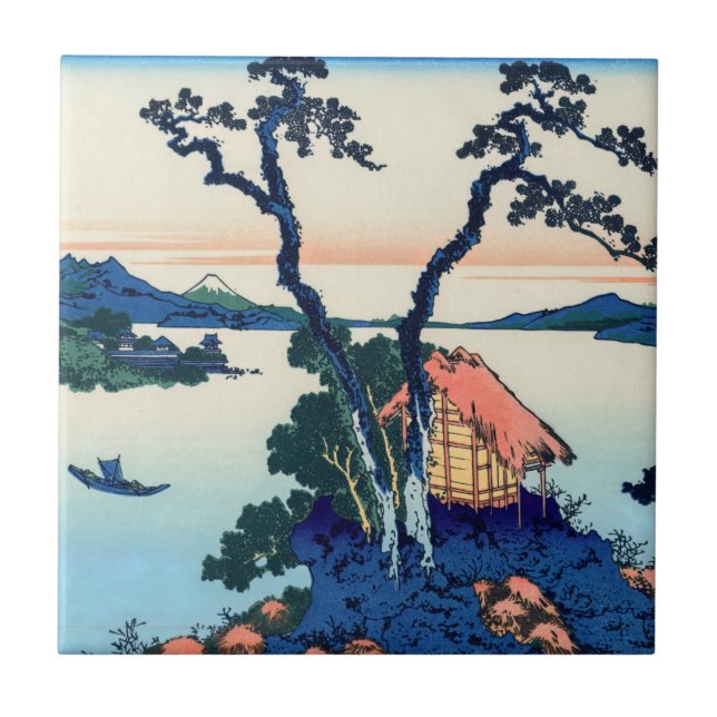 Azulejo De Cerâmica Katsushika Hokusai - Lago Suwa na província de Shi (Frente)