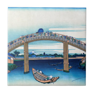 Azulejo De Cerâmica Katsushika Hokusai - Sob Ponte Mannen, Fukagawa