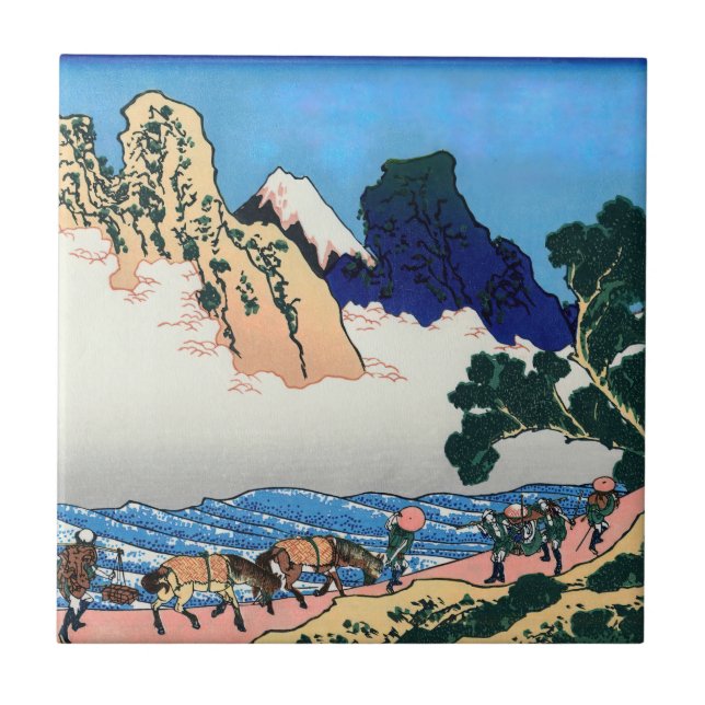 Azulejo De Cerâmica Katsushika Hokusai - Trás de Fuji, Rio Minobu (Frente)