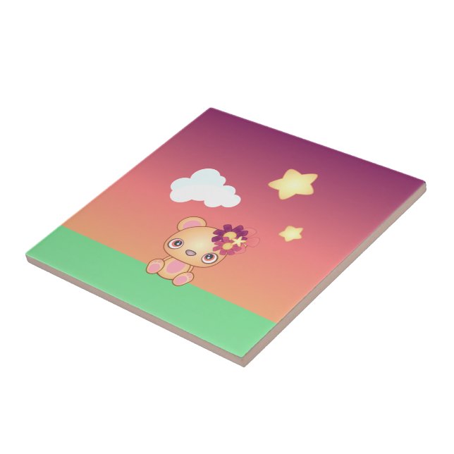 Azulejo De Cerâmica Kawaii Bear (Lateral)