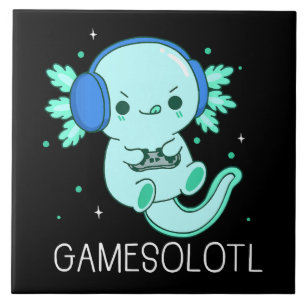 Azulejo De Cerâmica Kawaii Gamesolotl Axolotl Gamer
