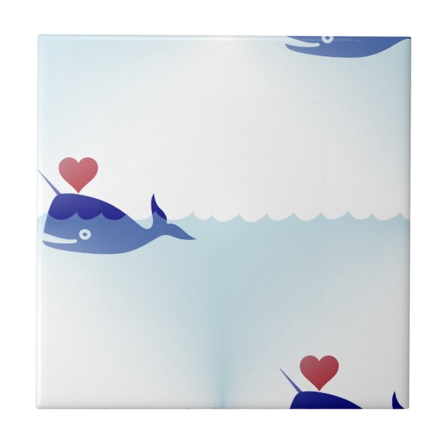 Azulejo De Cerâmica kawaii narwhal (Frente)