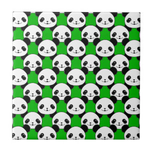 Azulejo De Cerâmica Kawaii Panda Bear Pattern