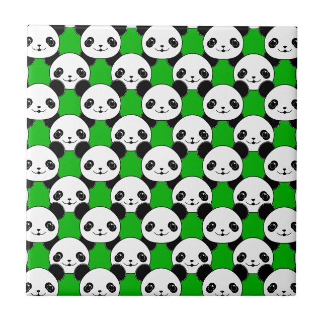 Azulejo De Cerâmica Kawaii Panda Bear Pattern (Frente)