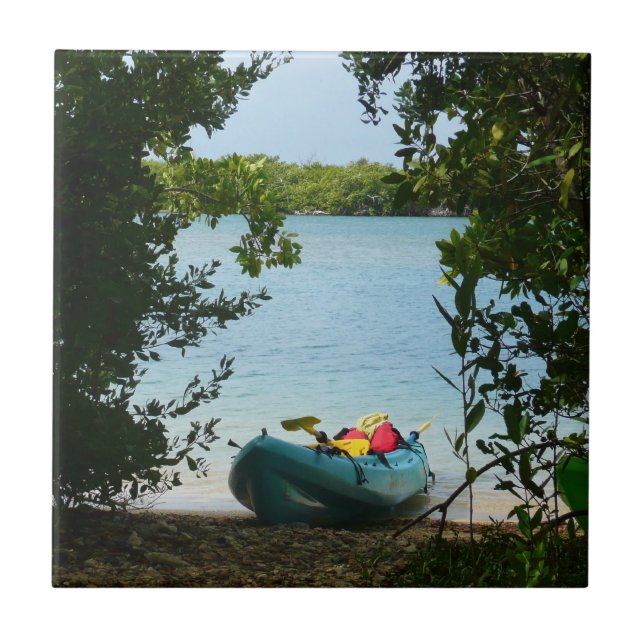 Azulejo De Cerâmica Kayaking em Ruas. Thomas Ilhas Virgens dos EUA (Frente)