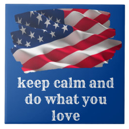 Azulejo De Cerâmica keep calm quote and vibrant american flag