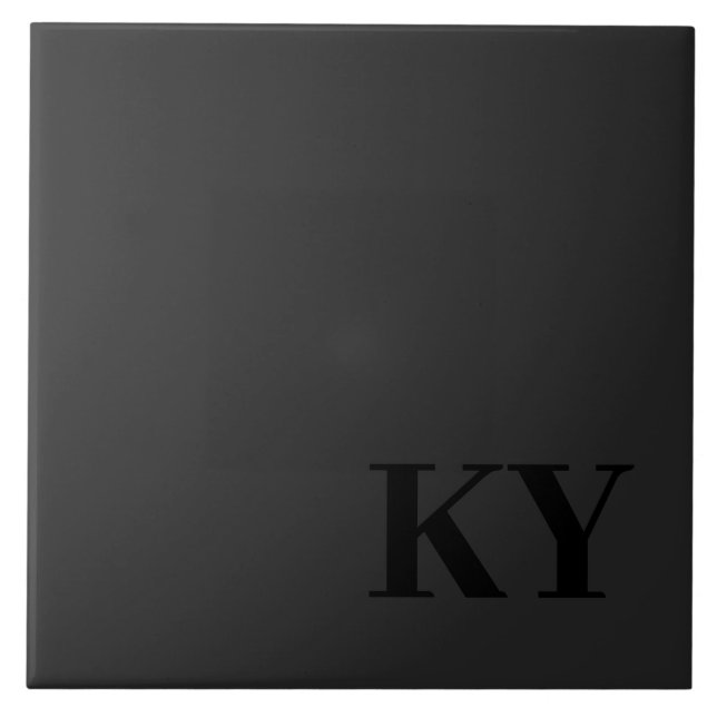 Azulejo De Cerâmica Keepsake Ceramic Tile - Initials, Black, Dark Grey (Frente)