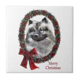 Azulejo De Cerâmica Keeshond Christmas