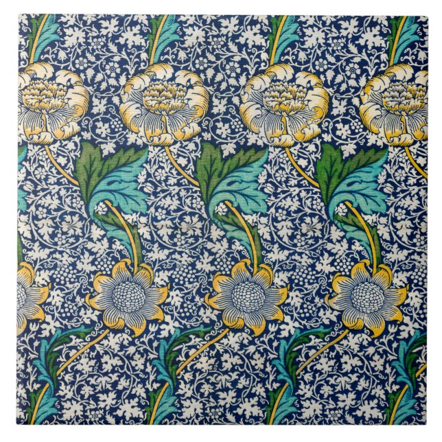Azulejo De Cerâmica Kennet Pattern (por William Morris) (Frente)
