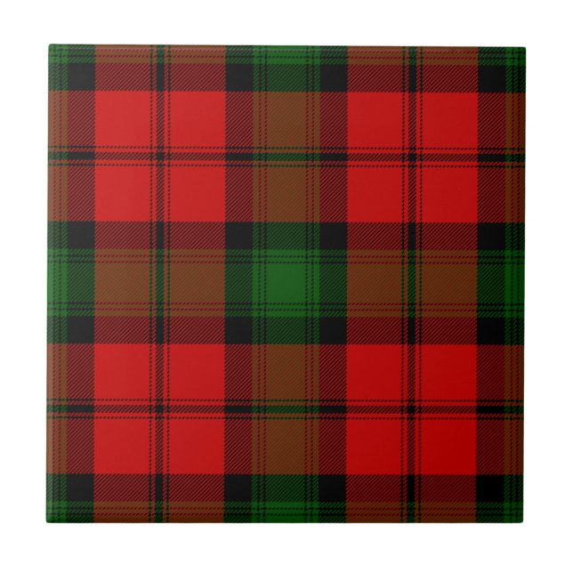 Azulejo De Cerâmica Kerr tartan green xadrez vermelha (Frente)