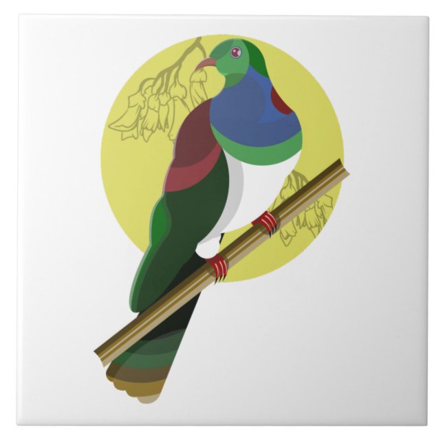 Azulejo De Cerâmica KERURU Pombo de madeira NZ BIRD (Frente)