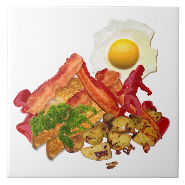 Azulejo De Cerâmica Ketchup cómico Squatchin ido para o bacon (Frente)