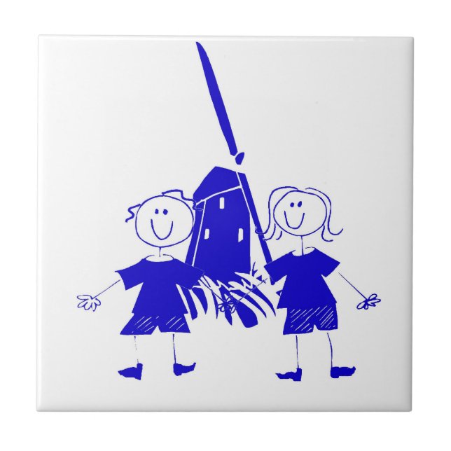 Azulejo De Cerâmica Kids Blue Dutch Stick (Frente)