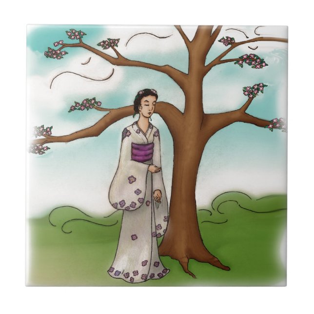 Azulejo De Cerâmica Kimono Girl (Frente)