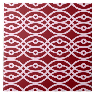 Azulejo De Cerâmica Kimono impressão, burgundy e rosa