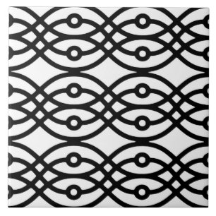 Azulejo De Cerâmica Kimono impressão, preto em branco