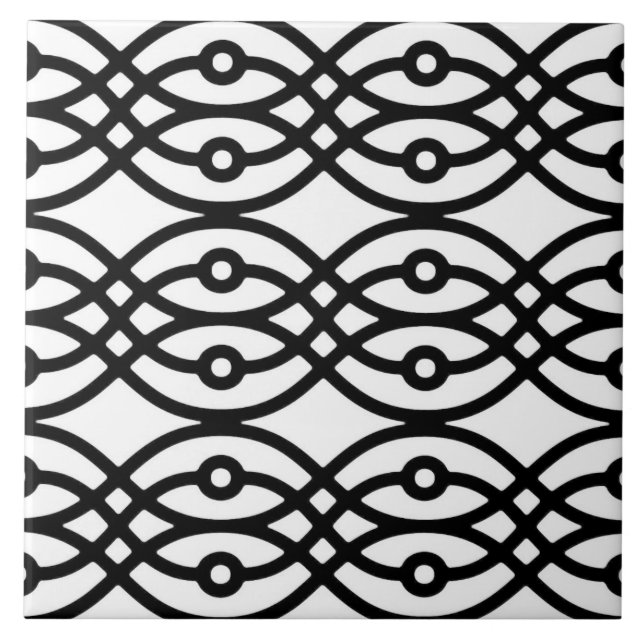 Azulejo De Cerâmica Kimono impressão, preto em branco (Frente)