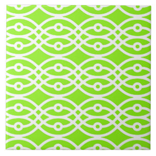 Azulejo De Cerâmica Kimono impressão, verde limão e branco