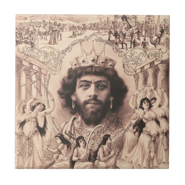 Azulejo De Cerâmica King Solomon cercado por dançarinas (Frente)