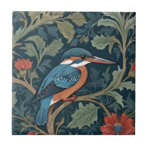 Azulejo De Cerâmica Kingfisher Bird William Morris Estilo face direita