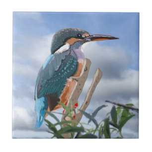 Azulejo De Cerâmica Kingfisher e Willow