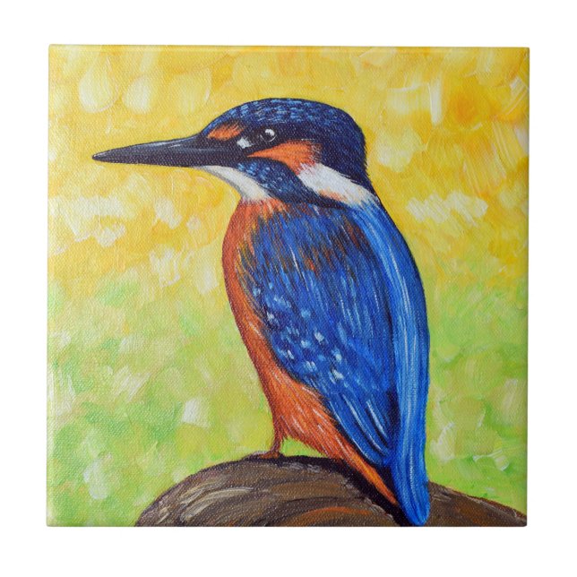 Azulejo De Cerâmica Kingfisher Painting (Frente)