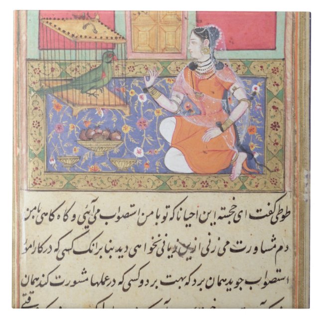 Azulejo De Cerâmica Kjujista, esposa do comerciante, falando a um (Frente)