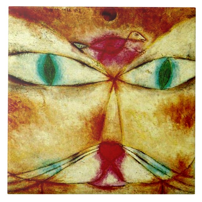 Azulejo De Cerâmica Klee - Gato e Pássaro (Frente)
