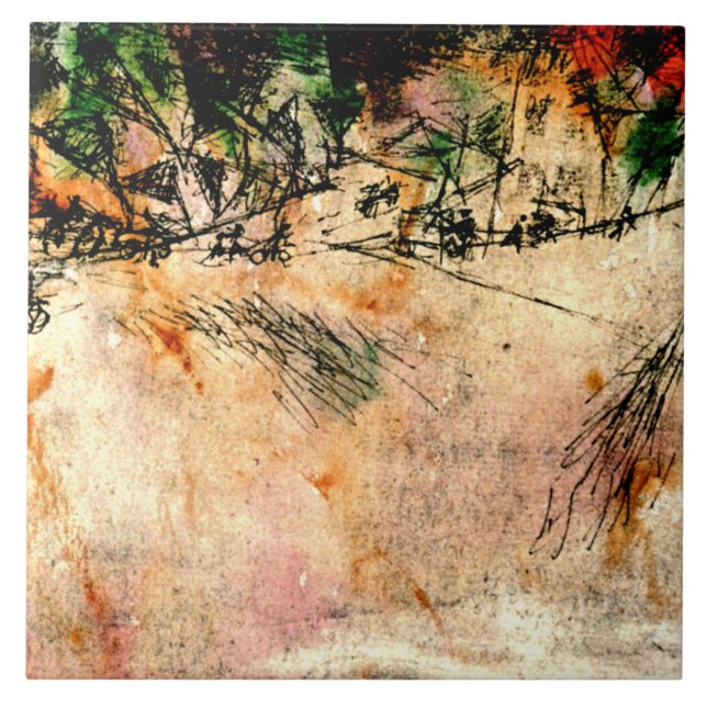 Azulejo De Cerâmica Klee - Junção rodoviária (desenho a carvão) (Frente)