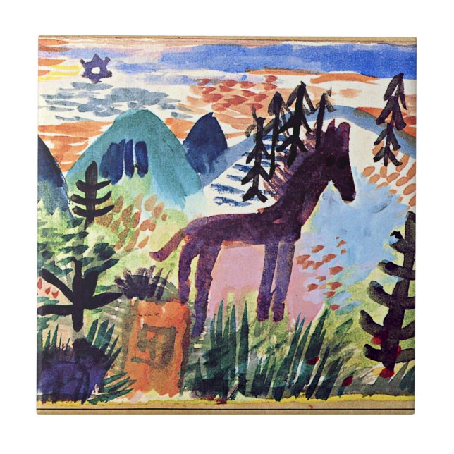 Azulejo De Cerâmica Klee - O Cavalo, famosa pintura (Frente)