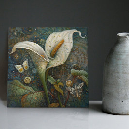 Azulejo De Cerâmica Klimt Ouro Calla Lily Butterfly Art Nouveau