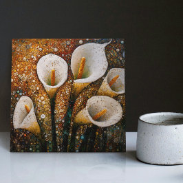 Azulejo De Cerâmica Klimt Ouro Calla Lily Simmbolismo Art Nouveau