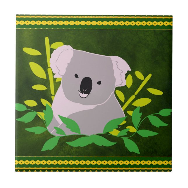 Azulejo De Cerâmica Koala in the Jungle (Frente)