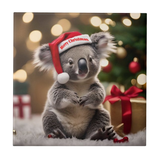 Azulejo De Cerâmica "Koala Kris Kringle: Natal Abaixo" (Frente)