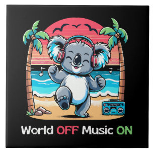 Azulejo De Cerâmica Koala Vibing na praia