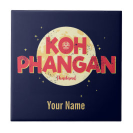 Azulejo De Cerâmica Koh Phangan com a ilha de colheita de lua Tailândi