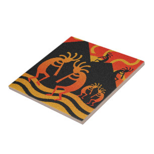 Azulejo De Cerâmica Kokopelli Desert Sunset Sudoeste