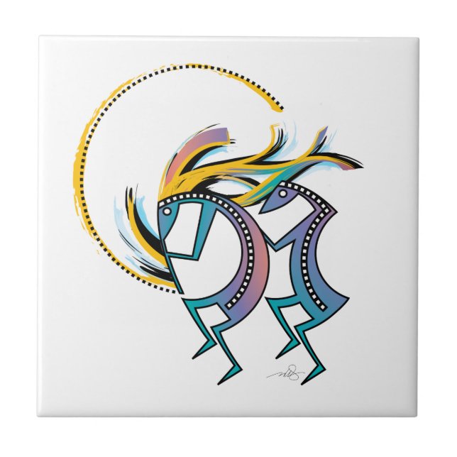 Azulejo De Cerâmica Kokopelli e Kokopelli Mana (Frente)