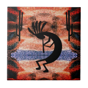 Azulejo De Cerâmica Kokopelli Southwest Desert Mosaico Sunset Cerâmico