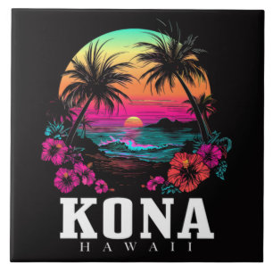 Azulejo De Cerâmica Kona Havaí Flor de Hibisco Havaiano Surfista