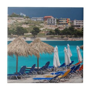 Azulejo De Cerâmica Ksamil, praia da frente da cidade