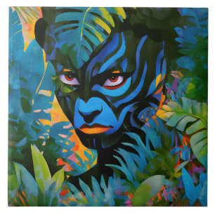 Azulejo De Cerâmica "Kuiráya" - Folha Pintada - Mulheres Na Amazônia