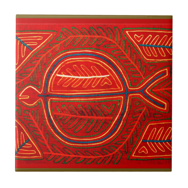 Azulejo De Cerâmica Kuna Mola Stingray (Frente)