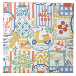 Azulejo De Cerâmica La Dolce Vita Limões de Verão Italiano Mediterrâne