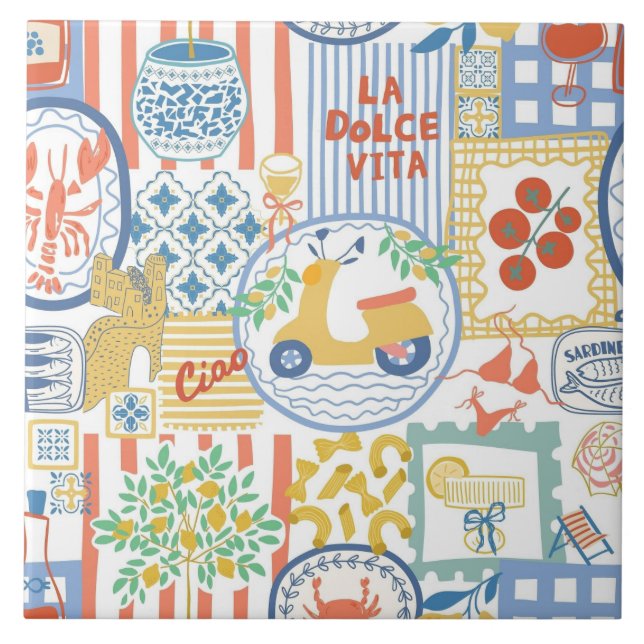 Azulejo De Cerâmica La Dolce Vita Limões de Verão Italiano Mediterrâne (Frente)